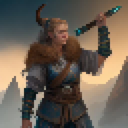 a female and strong viking for a game