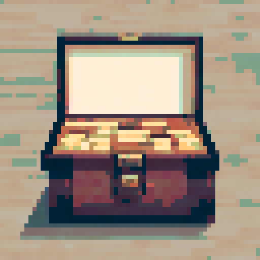 minecraft chest icon, wooden box, dark brown planks, single gold lock center, front view, simple flat design, black outline