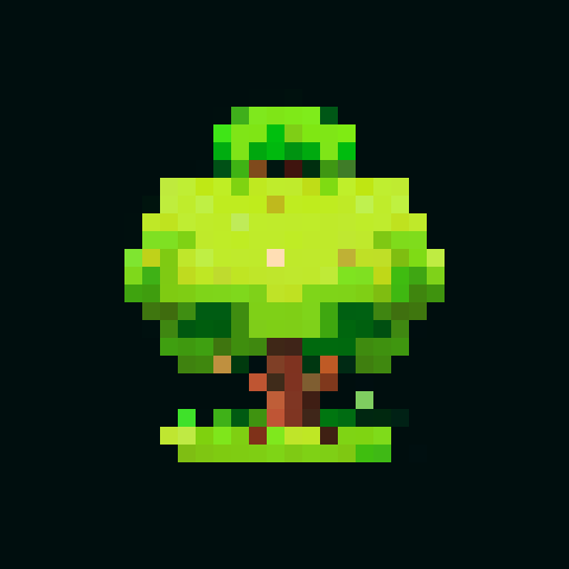 A small, young tree-like creature with tender green leaves sprouting from its branches. It has a slender trunk with light brown bark and a pair of bright, curious eyes. The sapling has a gentle, hopeful expression and stands firmly on its roots. No background.
