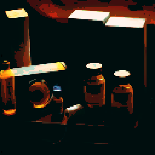 Antivenin, medical bottle, medical box, night time, yellow warm light