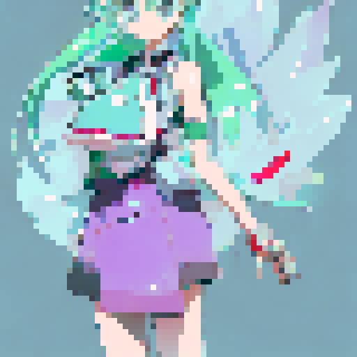 white clothes, green hair, simple character