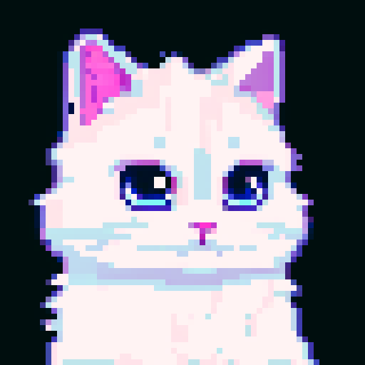 anime style cute brown cat with black eyes, pixel art, sRGB