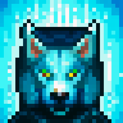 Wolf avatar, portrait, glowing eyes