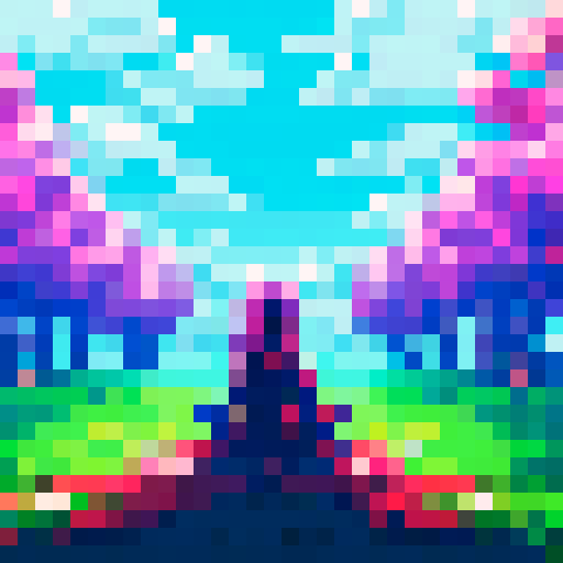 anime girl sitting on a grassy hillside, surrounded by cherry blossom trees