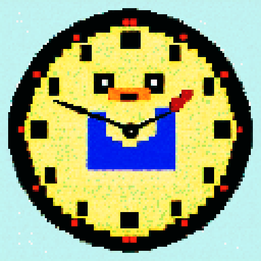 create a pixelated salvador dali style clock with the time set exactly to 1