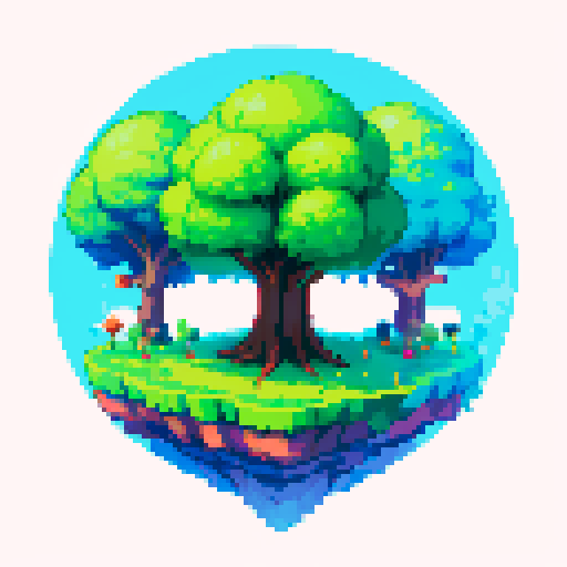 Trees, rendered in vibrant pixel art for a game asset in an earthbound style, png, white background 