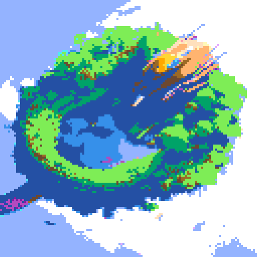 yellow duck in a pond, surrounded by lush greenery and reflecting sunlight in a serene pond with shimmering ripples and pixelated waves, creating a tranquil atmosphere in a picturesque landscape with vibrant colors using intricate pixel art in the sRGB palette