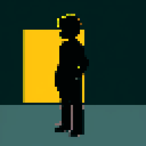 silhouette, man, solid black