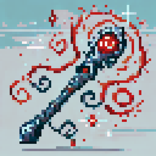 cursed staff, fantasy, red effects