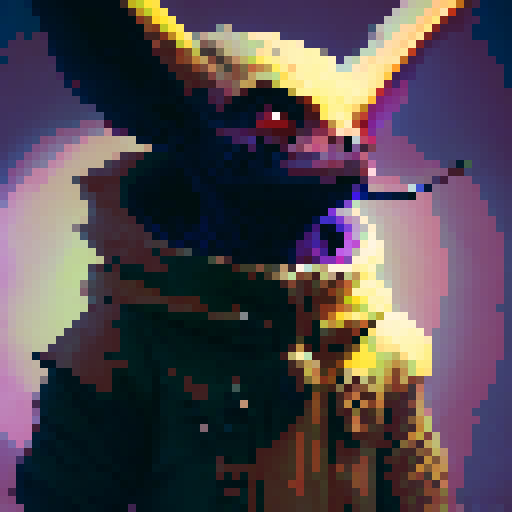 A small demonic creature with tiny horns and bat-like wings, dark red skin, and glowing yellow eyes. It has a mischievous grin and a long, pointed tail. No background.