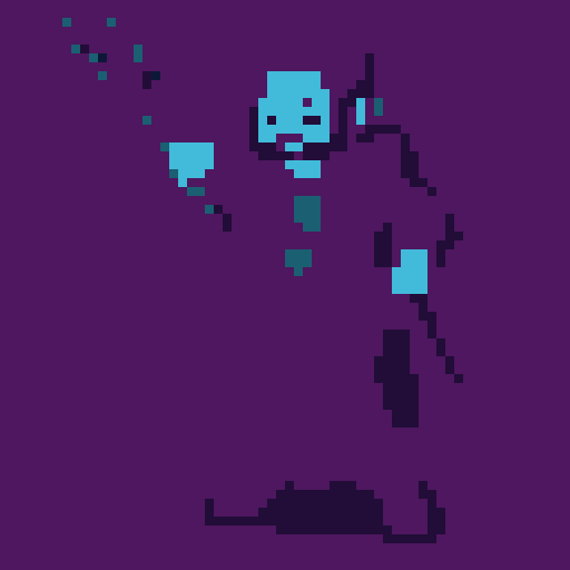Cool character with a pixel art style, wearing purple clothes, holding a bow and arrow, moving in all directions, for the fantasy magic game called Tawn