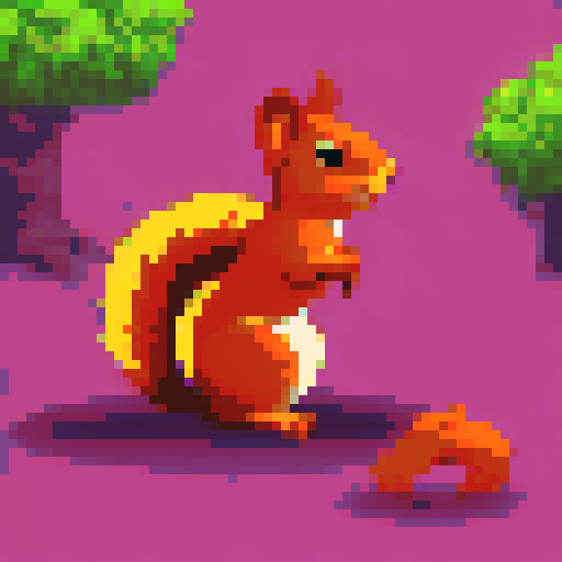 sideview of a squirrel standing still, spritesheet sideview
