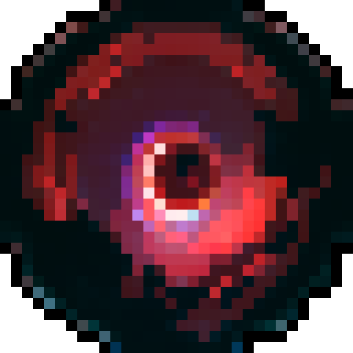 red transparent gem, shiny, circular, jagged