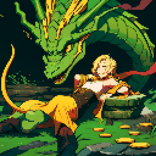 dragon, hoard of gold coins, cavern, dragon laying on pile of gold coins, dragon lounging