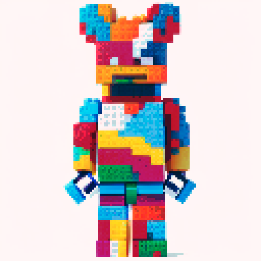 colorful pixel lego blocks arranged in a playful, vibrant composition, showcasing the intricate details and vibrant colors of pixel art in the sRGB color space