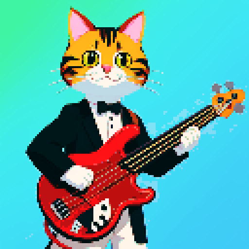 a cat playing the bass