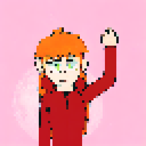 Girl with long orange hair and a red jacket