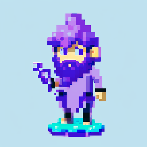 create a water element wizard with an amethyst inspired color palette casting a protection spell over him