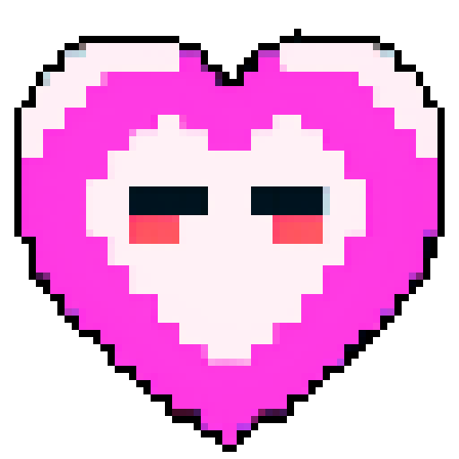 Pixel art of a basic pink heart, retro-style 16-bit, 16x16
