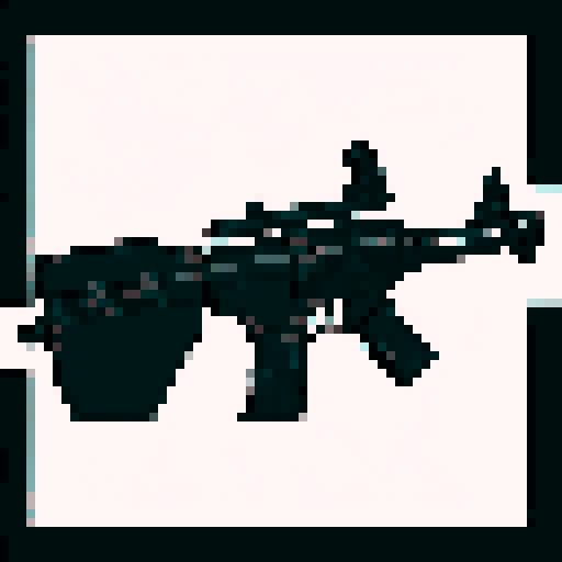 M4A1 Rifle icon, white background, black icon, pixel art