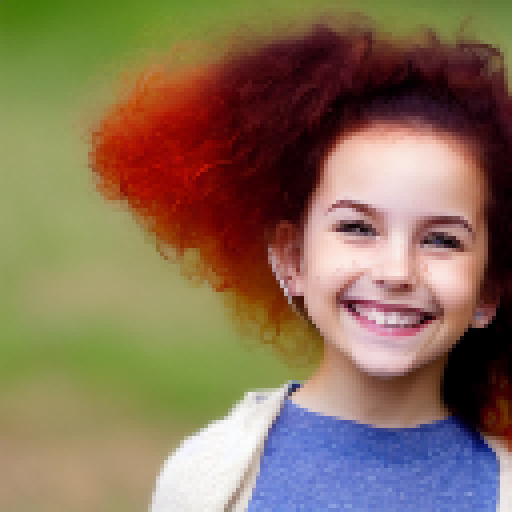 cute young girl with red-orange hair and a big smile