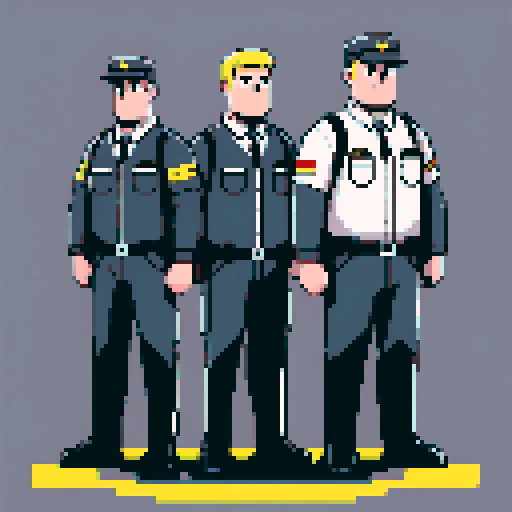 Two security guards, one black, one white, both working for Amazon Germany, they are all and heavy built