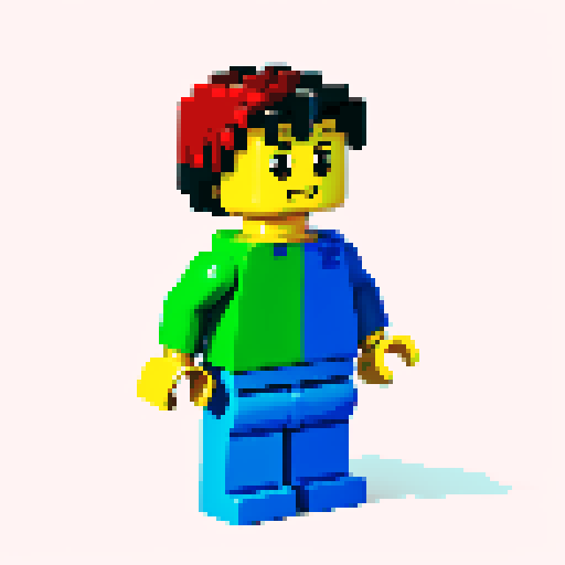 rainbow color lego pixel, vibrant colors, blocky shapes, small plastic bricks, isometric perspective, retro video game, low resolution, 8-bit graphics, sharp edges, square grid, limited color palette, nostalgic feel, brick-built characters, iconic lego logo, digital recreation, detailed textures, crisp lines, simplified forms, nostalgic gaming vibes
