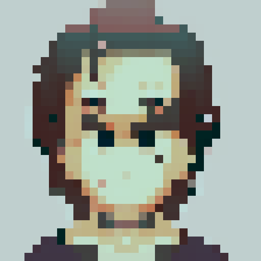simplified anime style pixel art with lower detailzed elements only main and enlarged main face details    