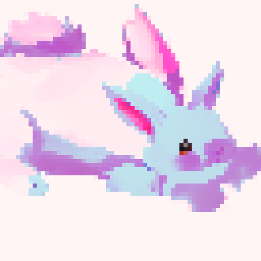 cute realistic chibi pink bunny on all fours, sitting under a tree, with a landscape portrait style