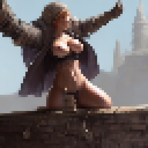 Latina with huge ass and round tits being stuck in pillory