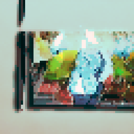 a desk with a pin art and a computer 