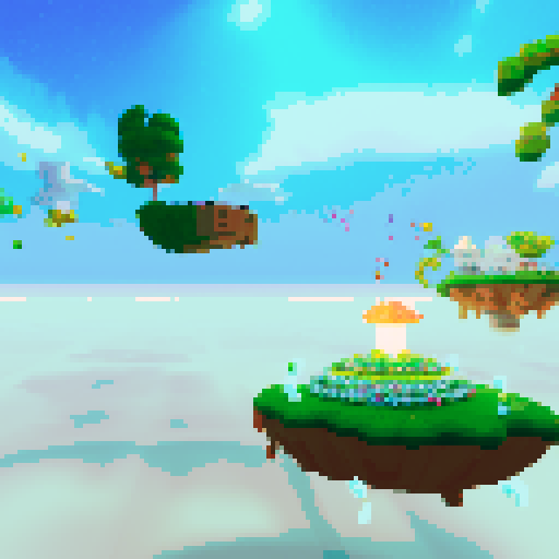 Floating islands, wind, bright