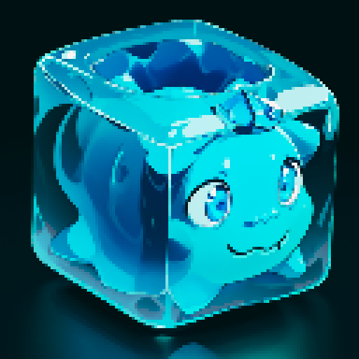 Blue Slime cube, Gelatinous cube, wearing crown