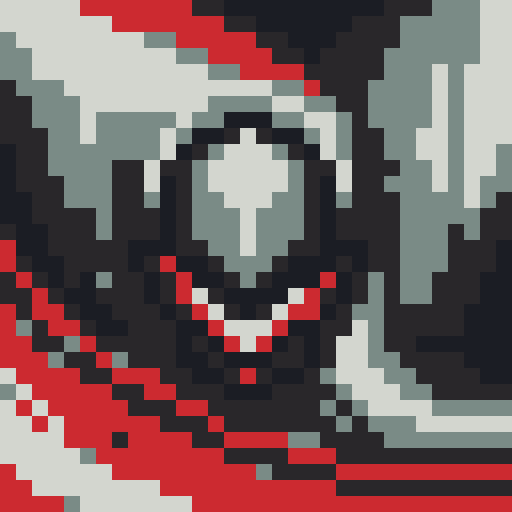 Grim vampire hunter's skill icons: Dash - swift movement with motion blur, Stealth - shadowy figure with glowing red eyes, Backstab - dagger piercing through the darkness, Poison - bubbling vial emitting green mist, Sword - gleaming blade with bloodstains, all in a 32x32 pixel art style resembling game icons, with a close-up portrait and the color palette of bone, black, and red accents from the custom palette