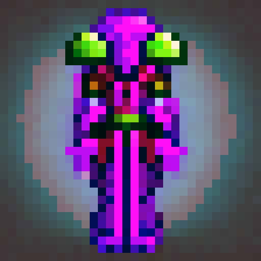 warlock armor with purple trim and green energy surrounding