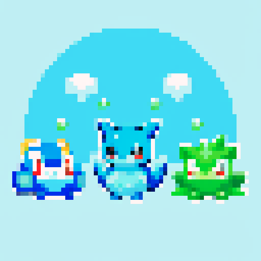 Pokemon style water type starter, no background