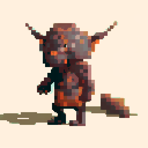 goblin, full body, standing still, wearing loincloth, sharp claws, pixel art