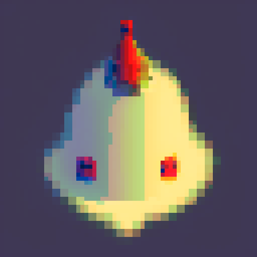 wizard hat with stars, pixel art