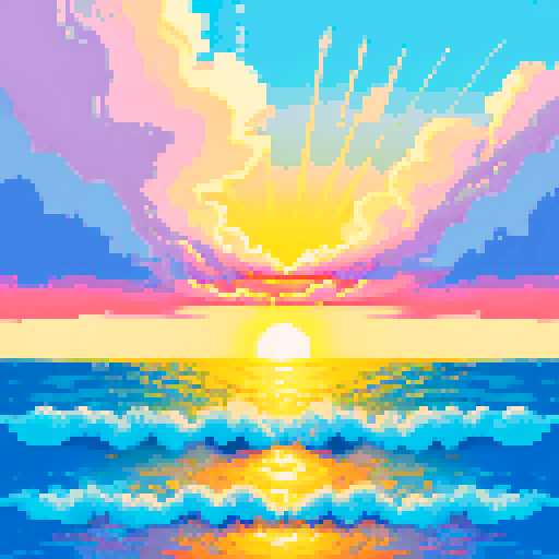 Billowy fluffy clouds at sunrise over the ocean