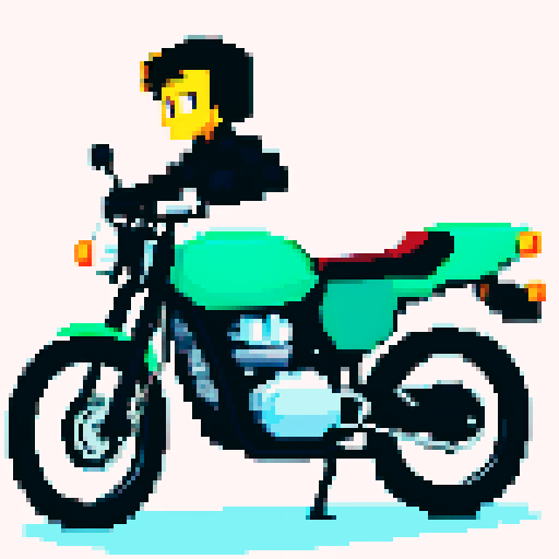 
man on a motorbike, anime