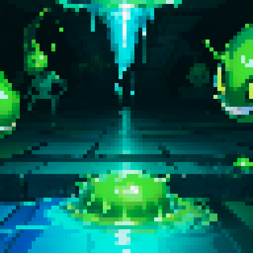 goo floor, pool of ooze, heroes sinking into ooze, heroes sinking into goo, floor is made of ooze