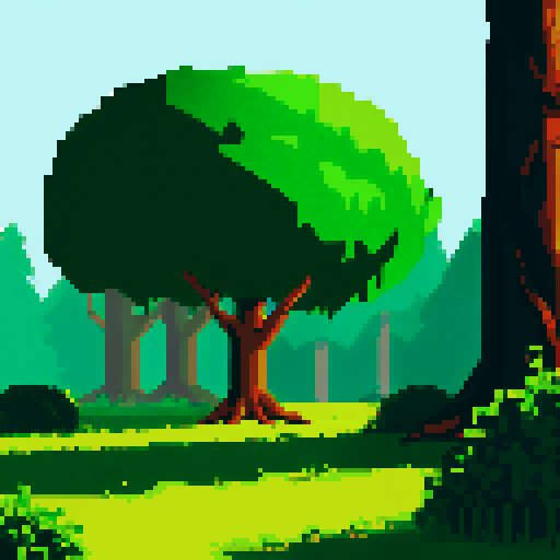 large, evil dead field, forest in far far background, pixel art, sRGB