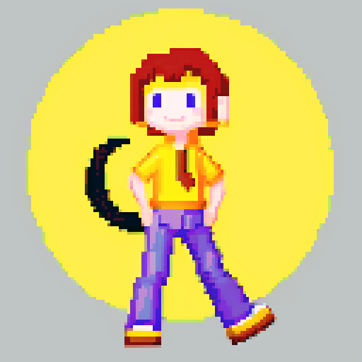 yellow smiling crescent in brown pants