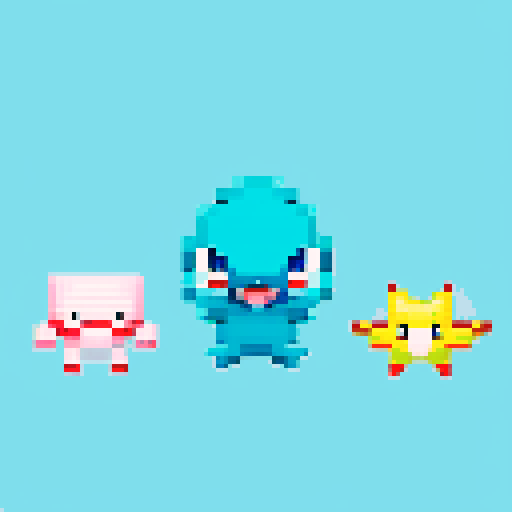 Pokemon style water type starter, no background