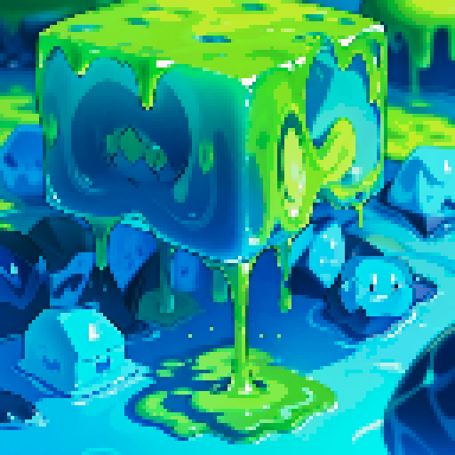 Blue Slime cube, Gelatinous cube, giant Slime, big slime, big slime cube