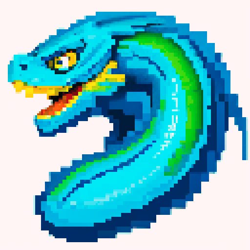 basilisk, blue and white color scheme, pixel art, sRGB, with coinbase logo
