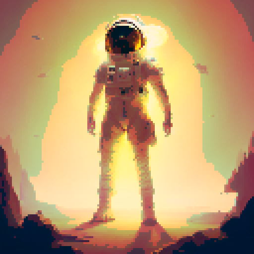 a kid with open arms, and a headpiece that resembles the sun, and a detail in his clothes on the chest area that resembles the moon. the background looks like outerspace. 