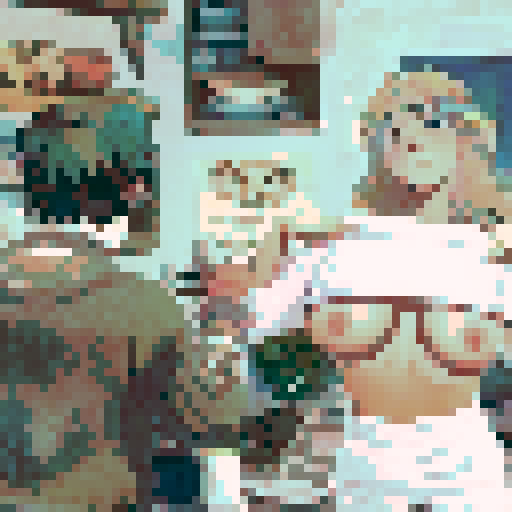 busty blonde woman lifting up shirt to flash her giant tits to the milk man