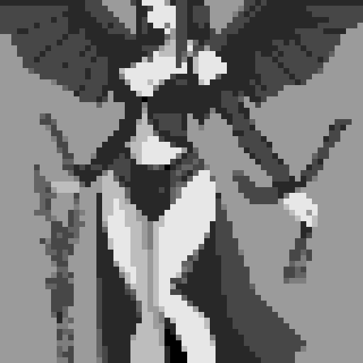 busty succubus, skin tight lace, deep v-neck crop top, intricate druidic staff, pixel art, sRGB