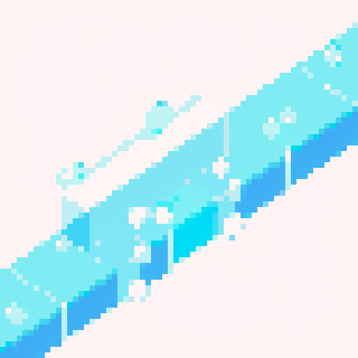 pixel art, sRGB, ice barrier, horizontal extension, blue and white colors, cold effect, crystalline effect